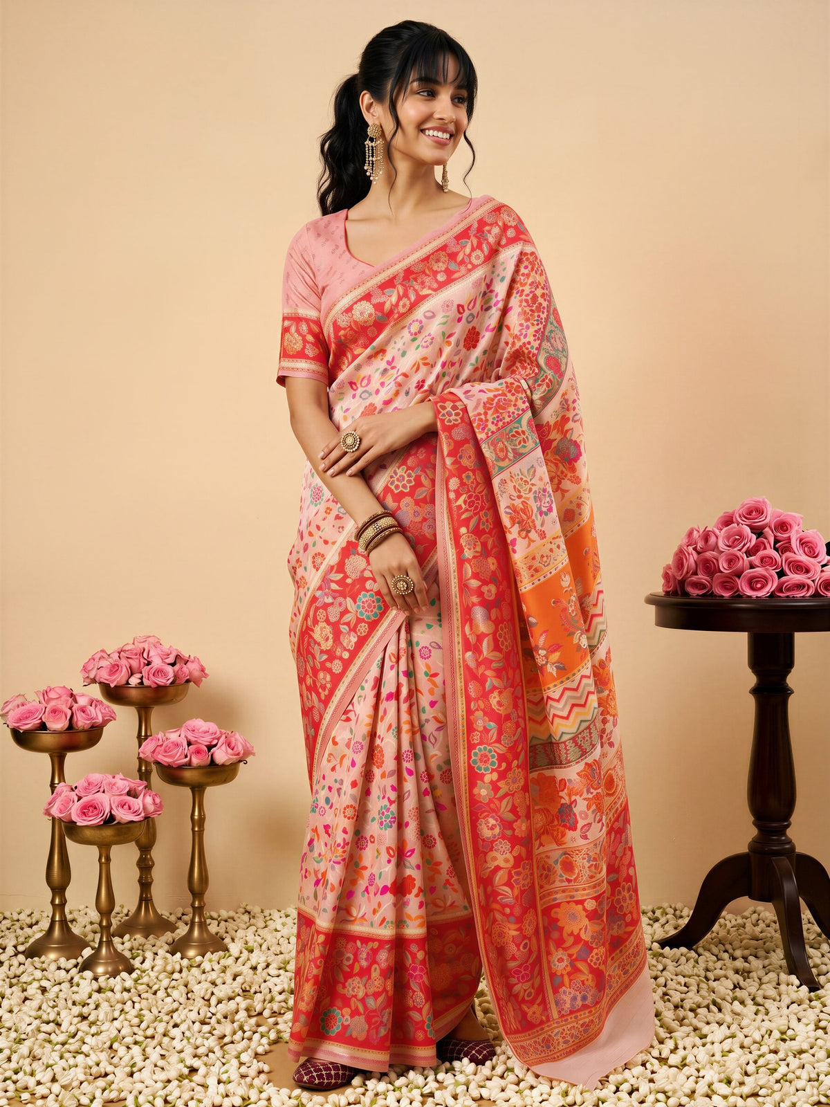 Pink Cotton Silk saree – detail view 3