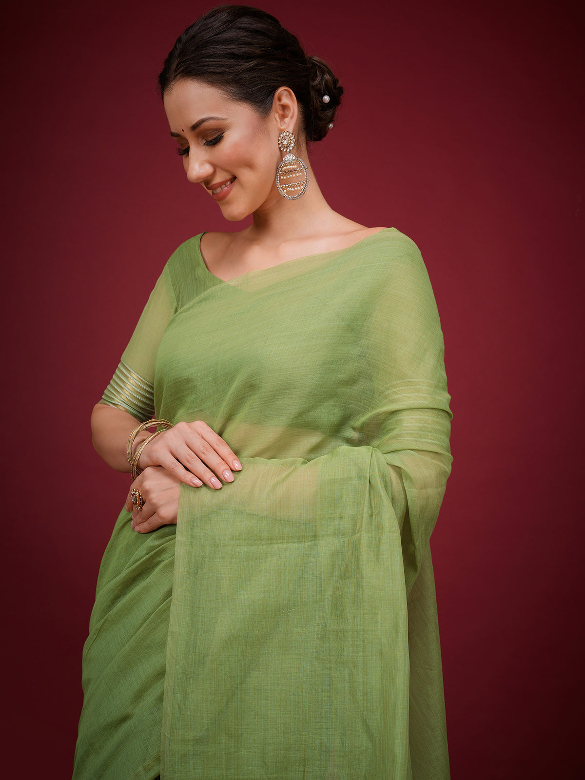 Light Green Soft Silk saree – detail view 3