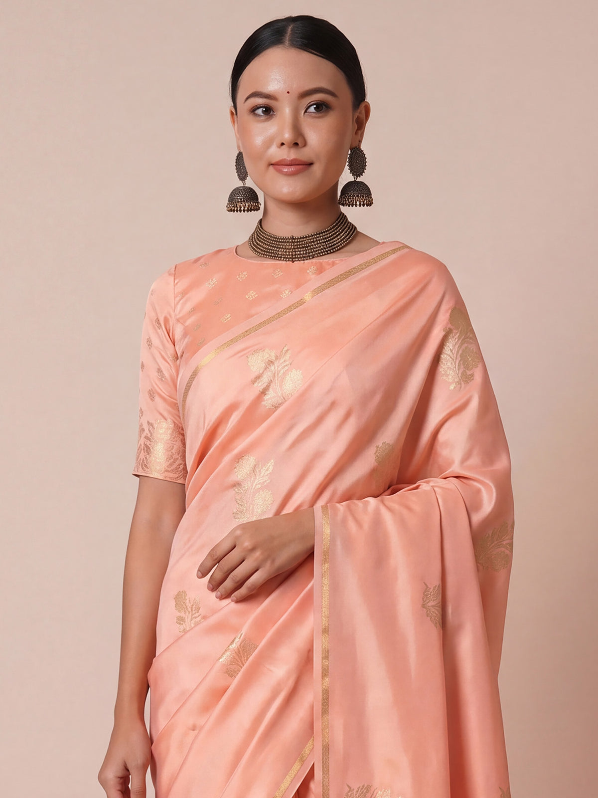 Peach Pure Silk saree – detail view 4