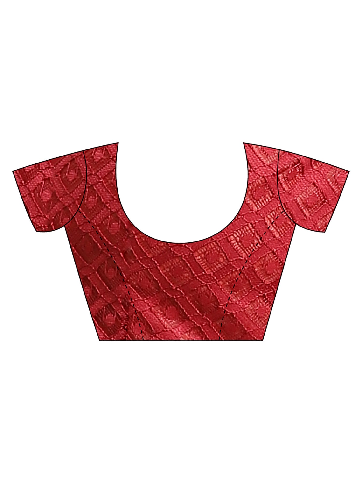 Unstitched red brasso blouse piece with checkered design