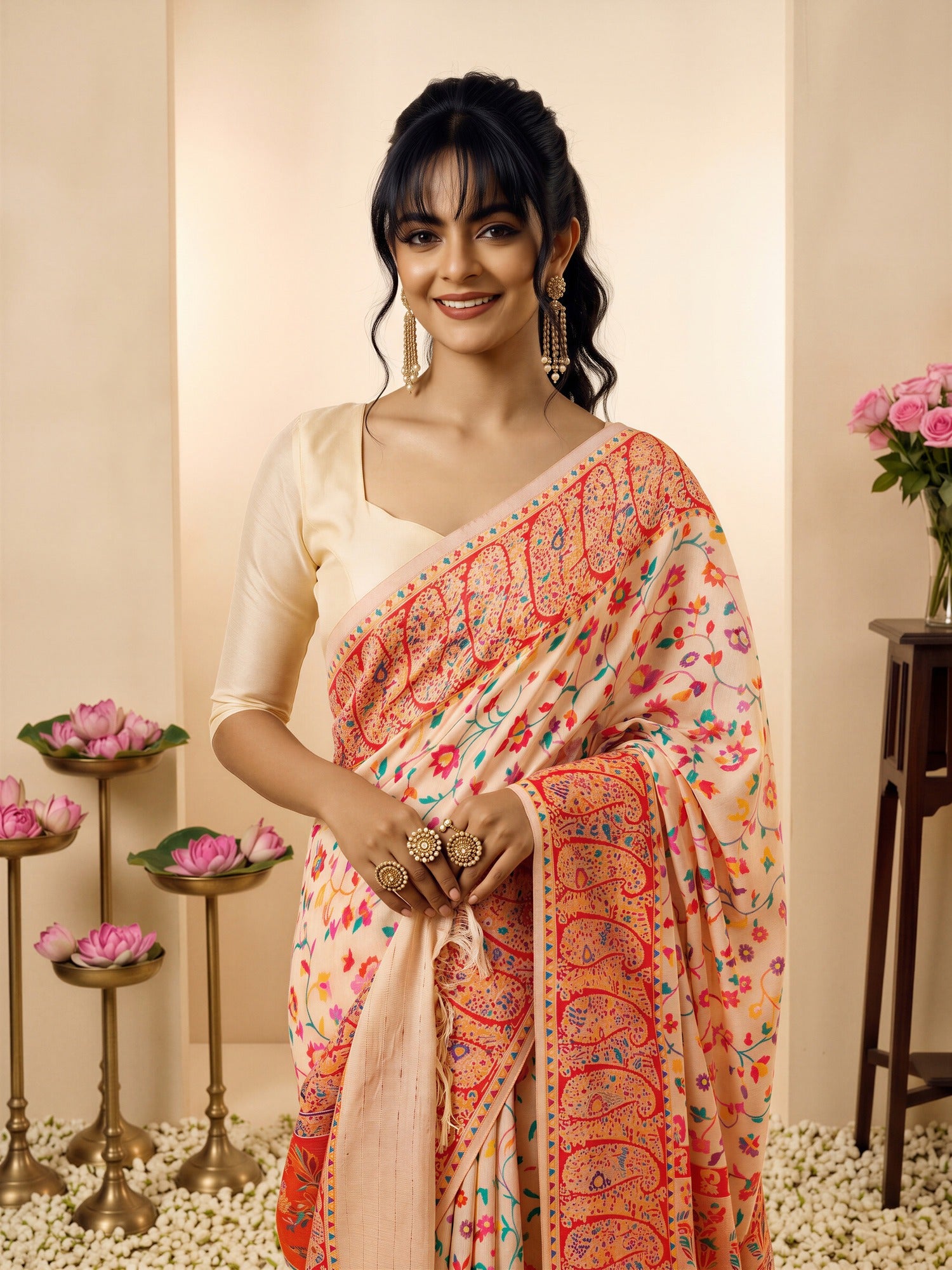 Cream Cotton Silk saree – detail view 4