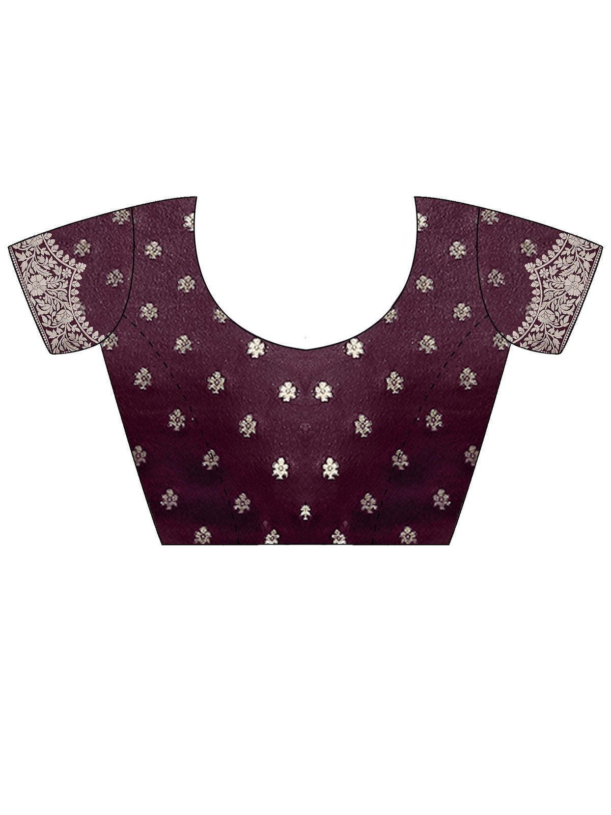Unstitched purple silk blend blouse piece with ethnic motif design