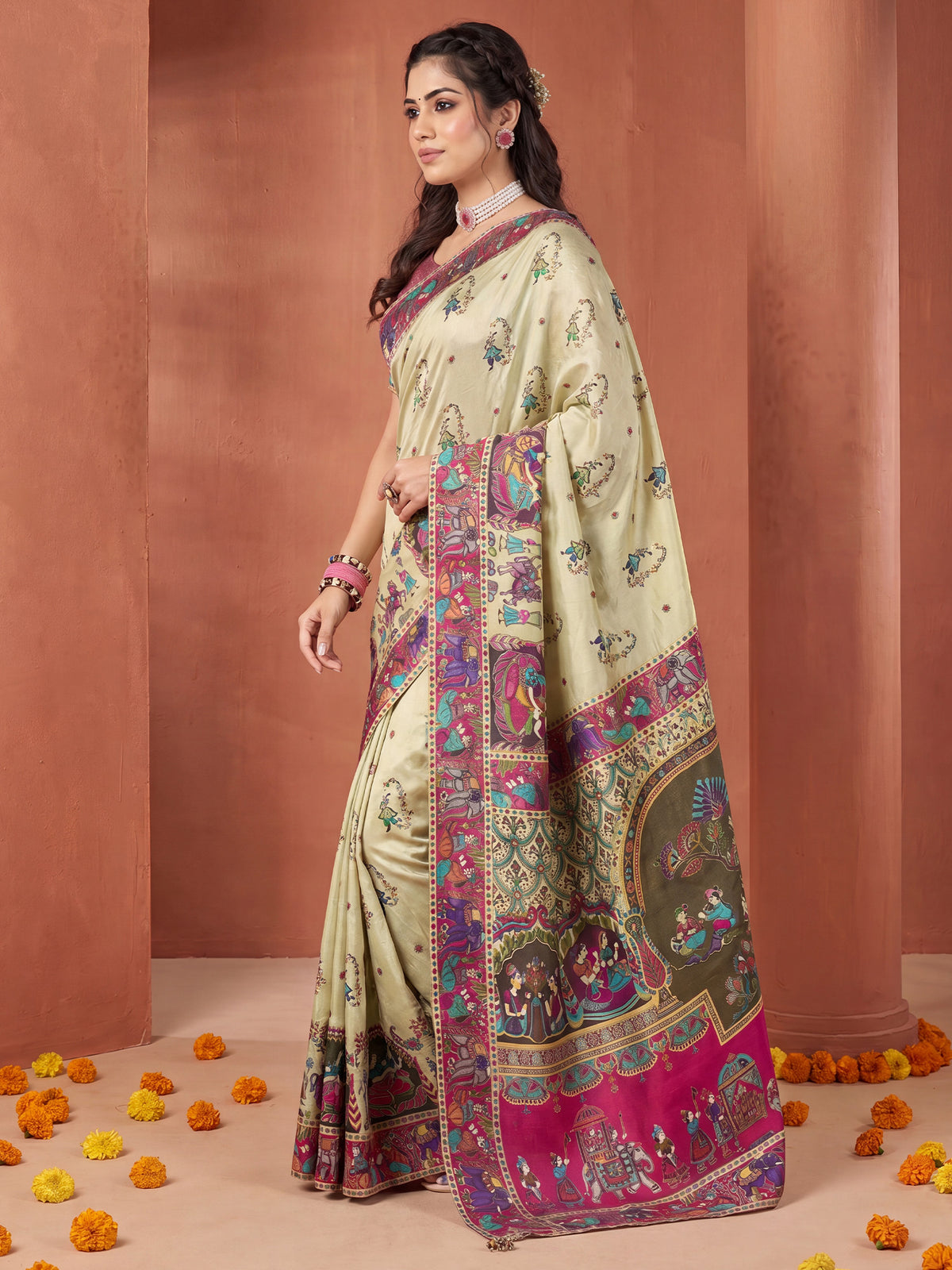 Light Green Viscose Silk saree – detail view 2