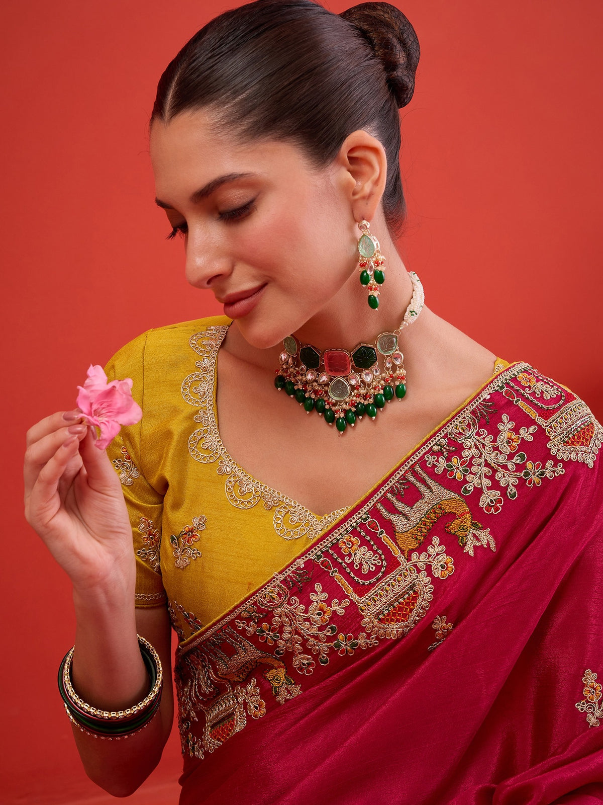 Pink Silk Blend saree – detail view 3