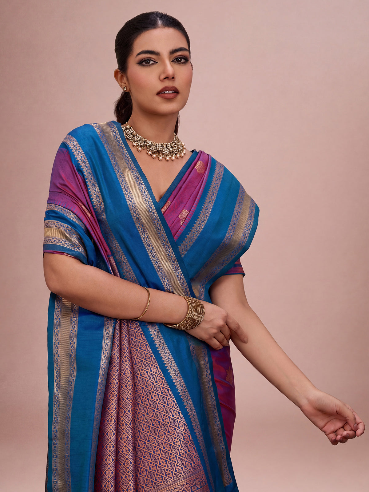 Purple Tussar Silk saree – detail view 3