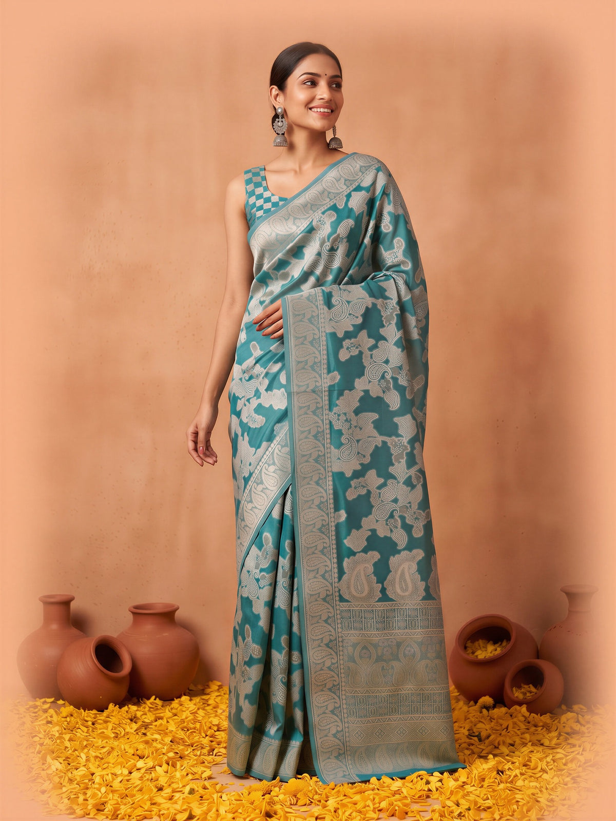 Light Blue Organza saree – detail view 2