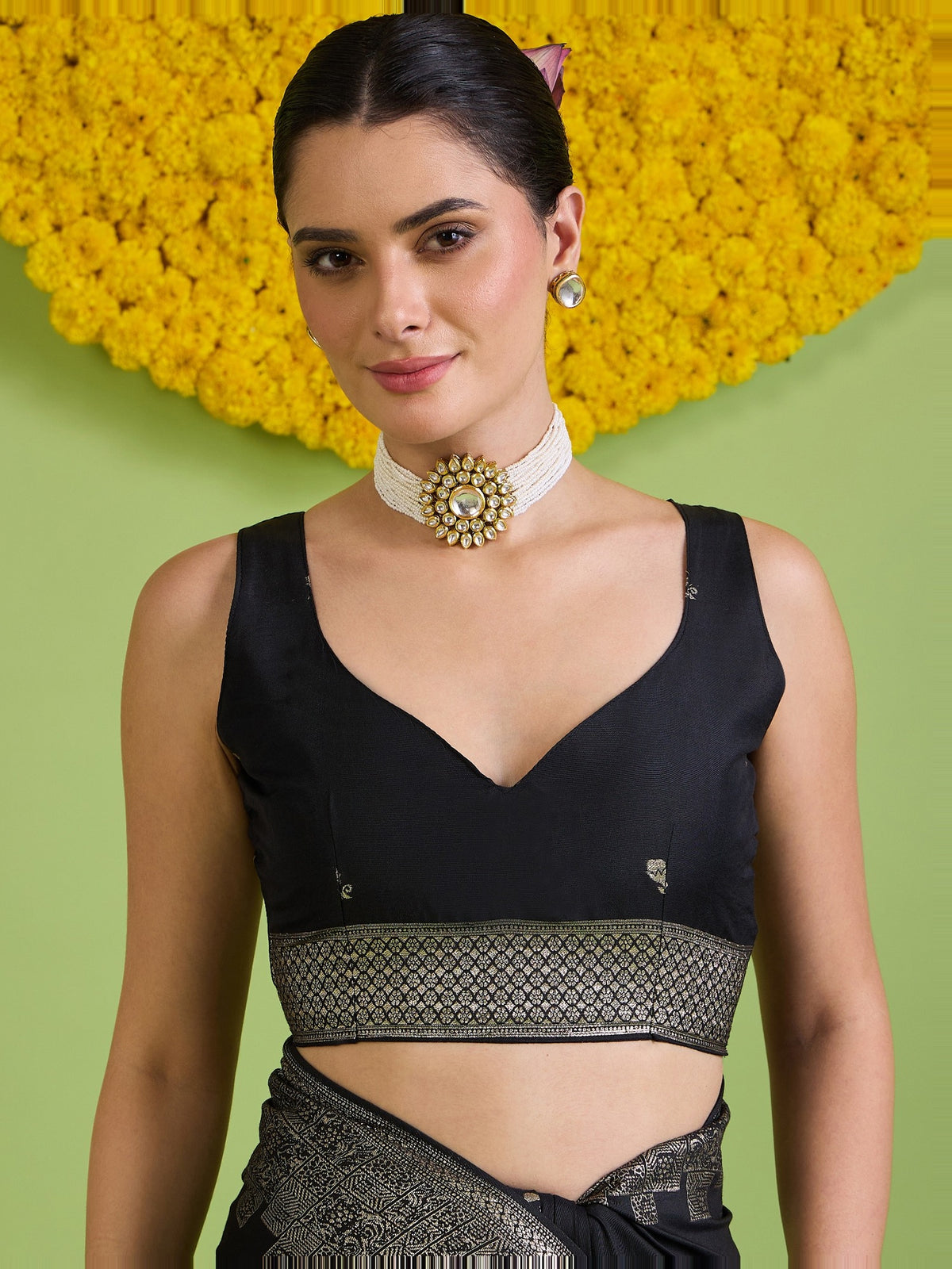 Black Silk Blend saree – detail view 5