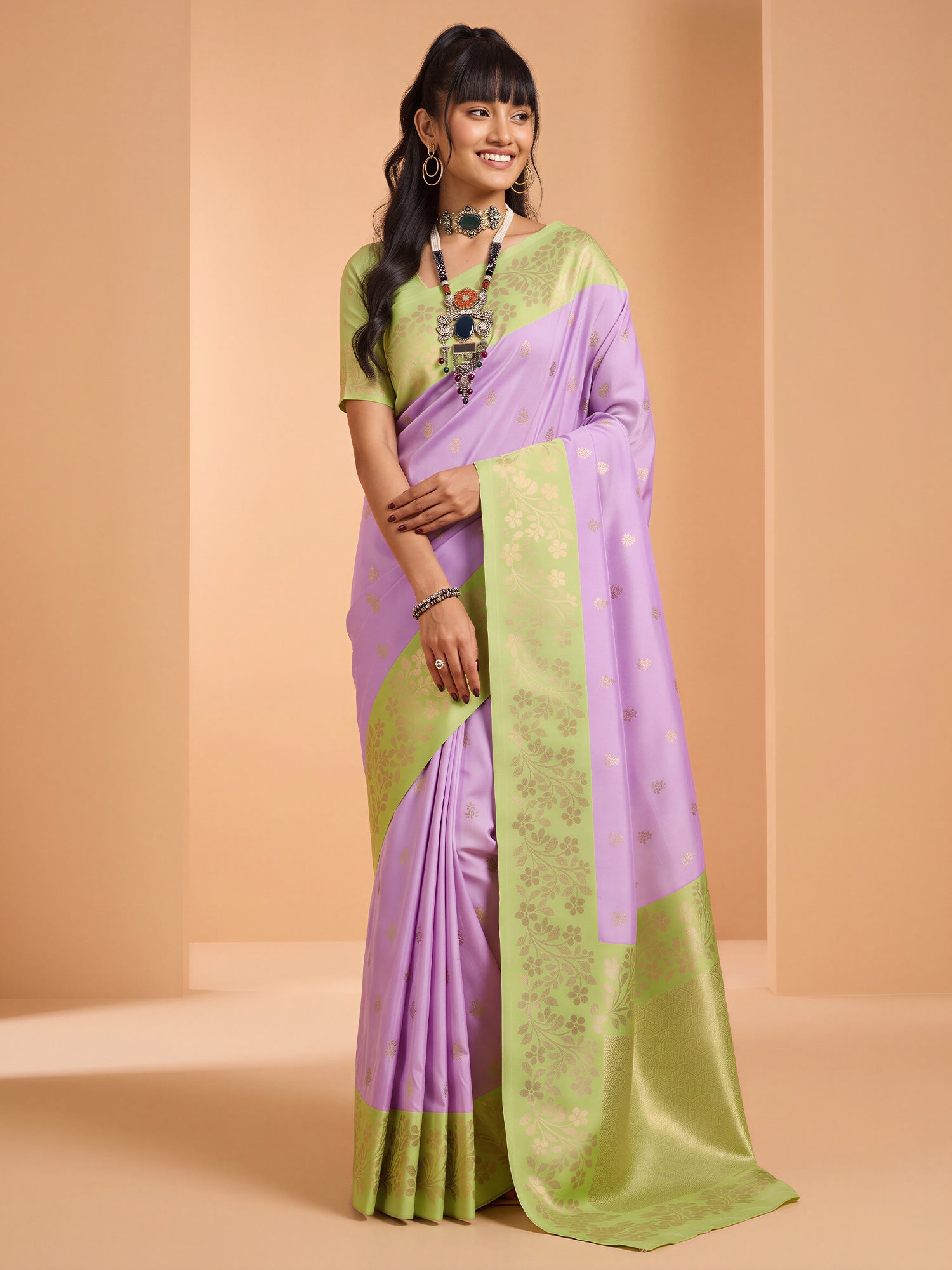 Purple Cotton Blend saree – detail view 3