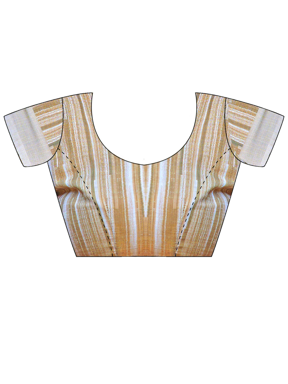 Unstitched beige cotton linen blouse piece with striped design