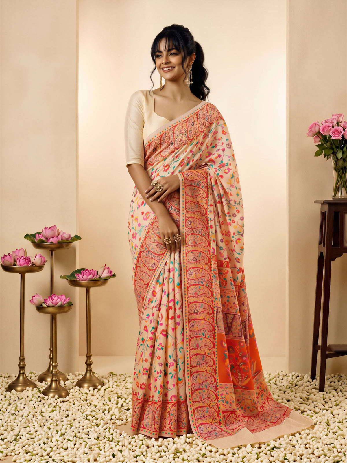 Cream Cotton Silk saree – detail view 3