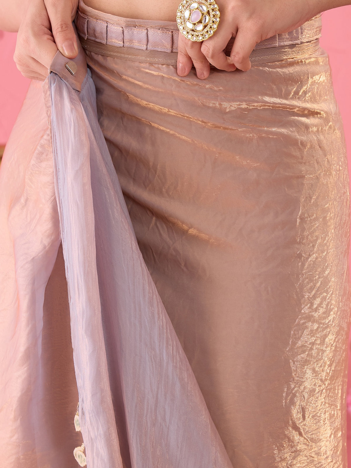 Metallic Satin saree – detail view 5