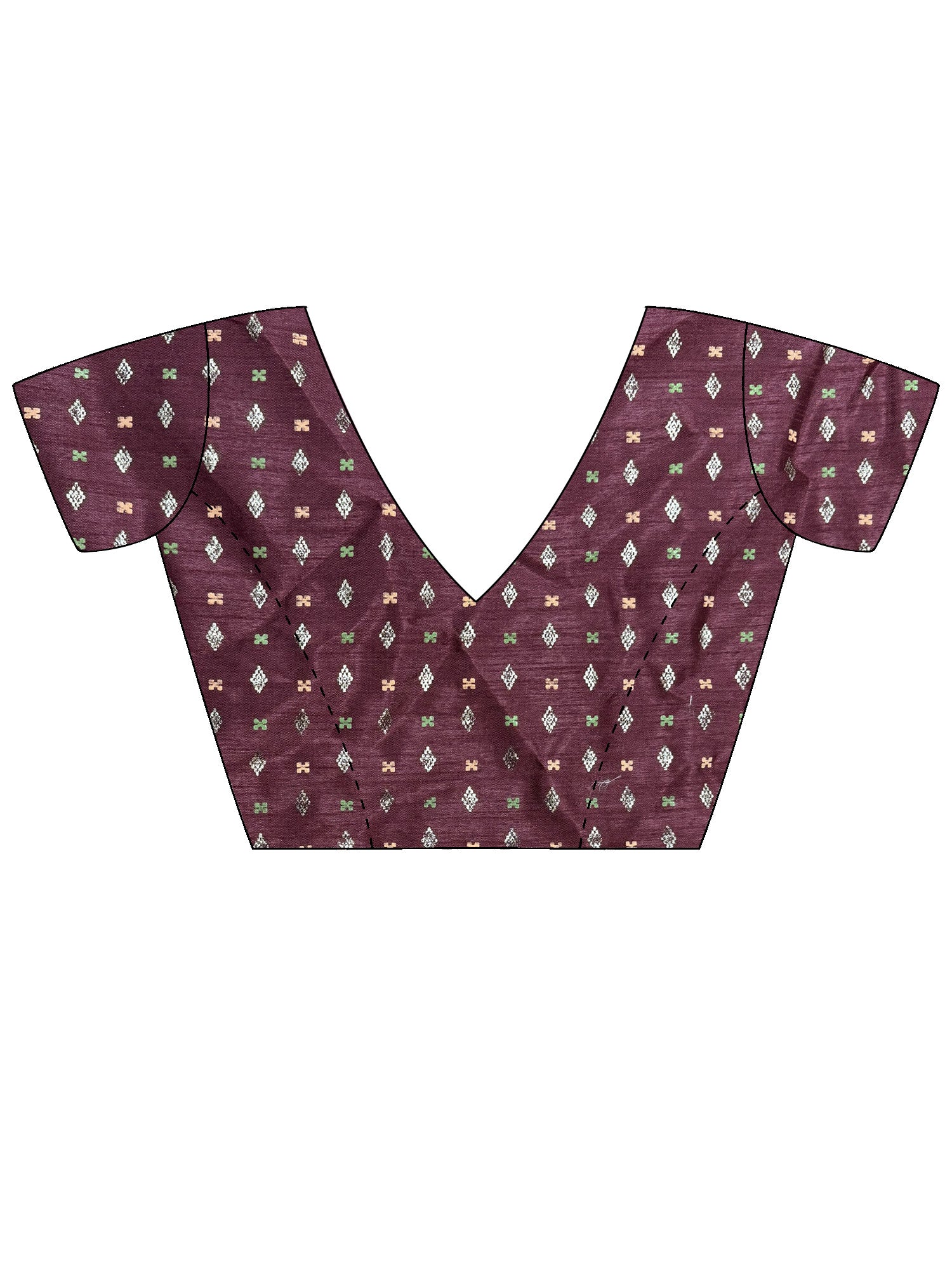 Unstitched coffee brown banglori silk blouse piece with ethnic motif design