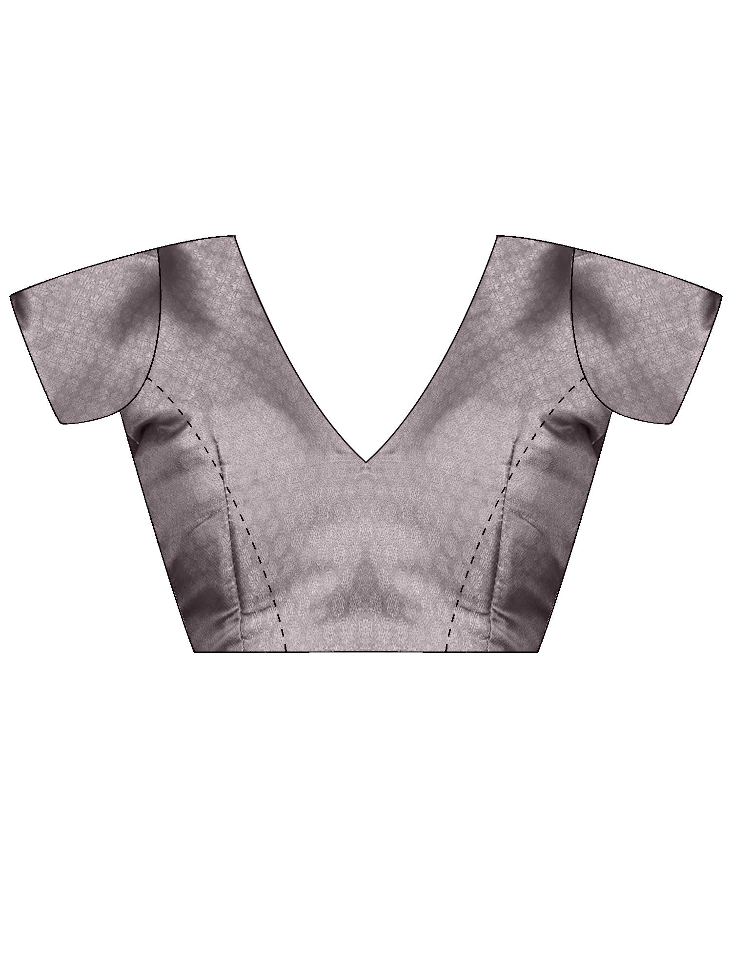 Unstitched grey silk blend blouse piece with ethnic motif design