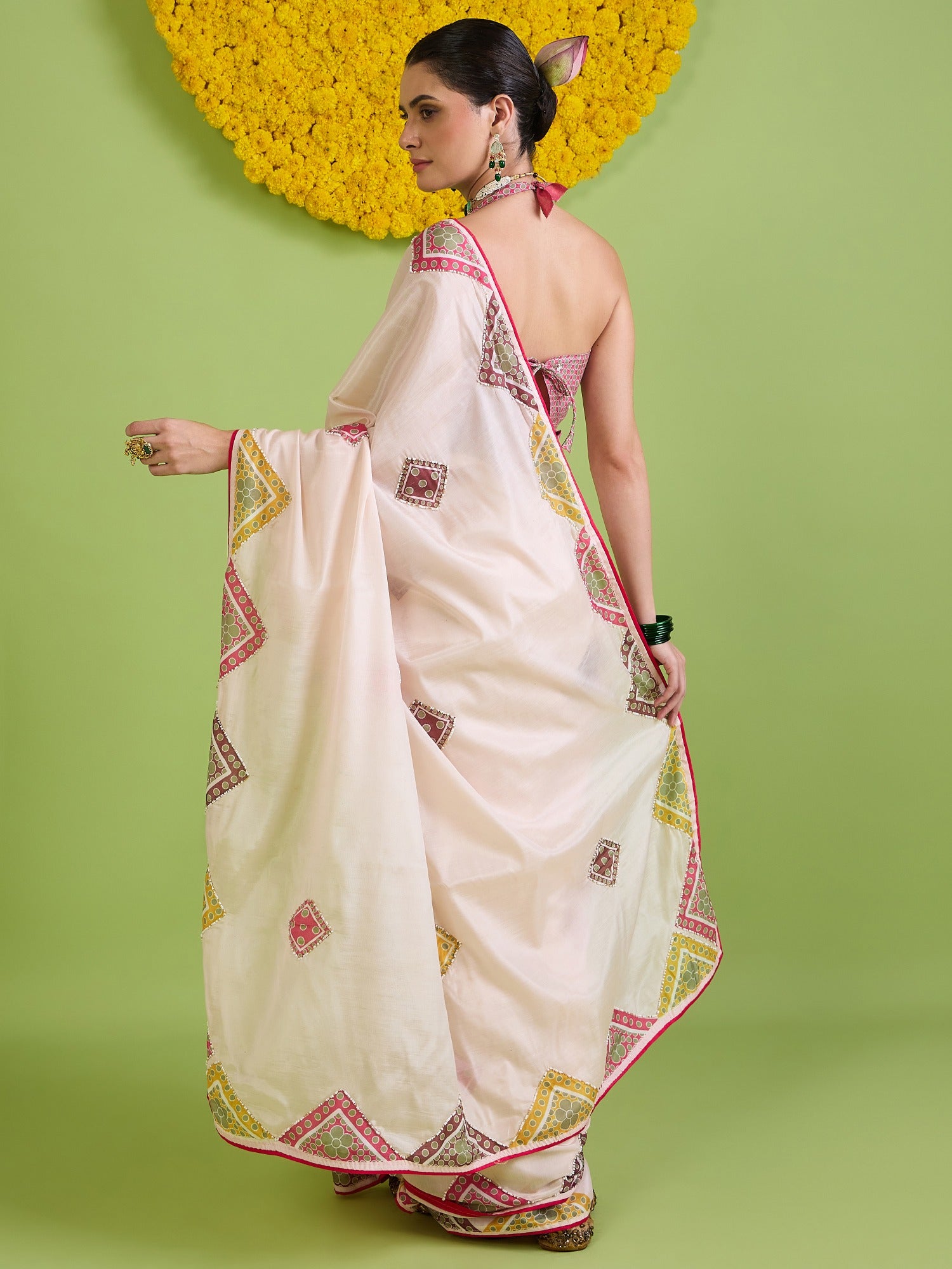 Off White Cotton Silk saree – detail view 2
