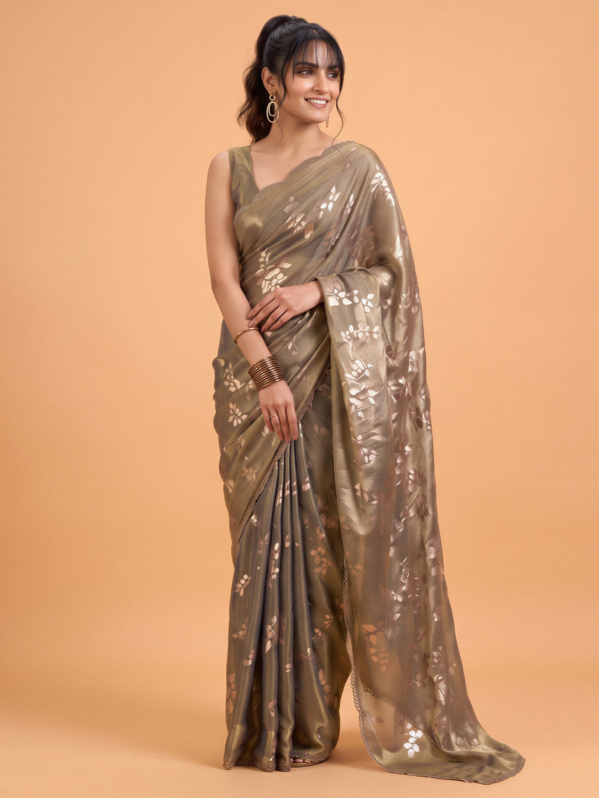 Metallic Satin Silk saree – detail view 3