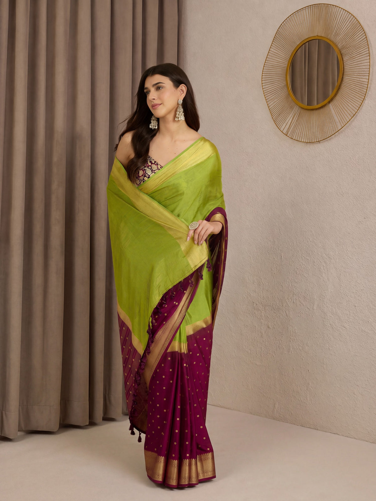 Light Green Mysore Silk saree – detail view 3