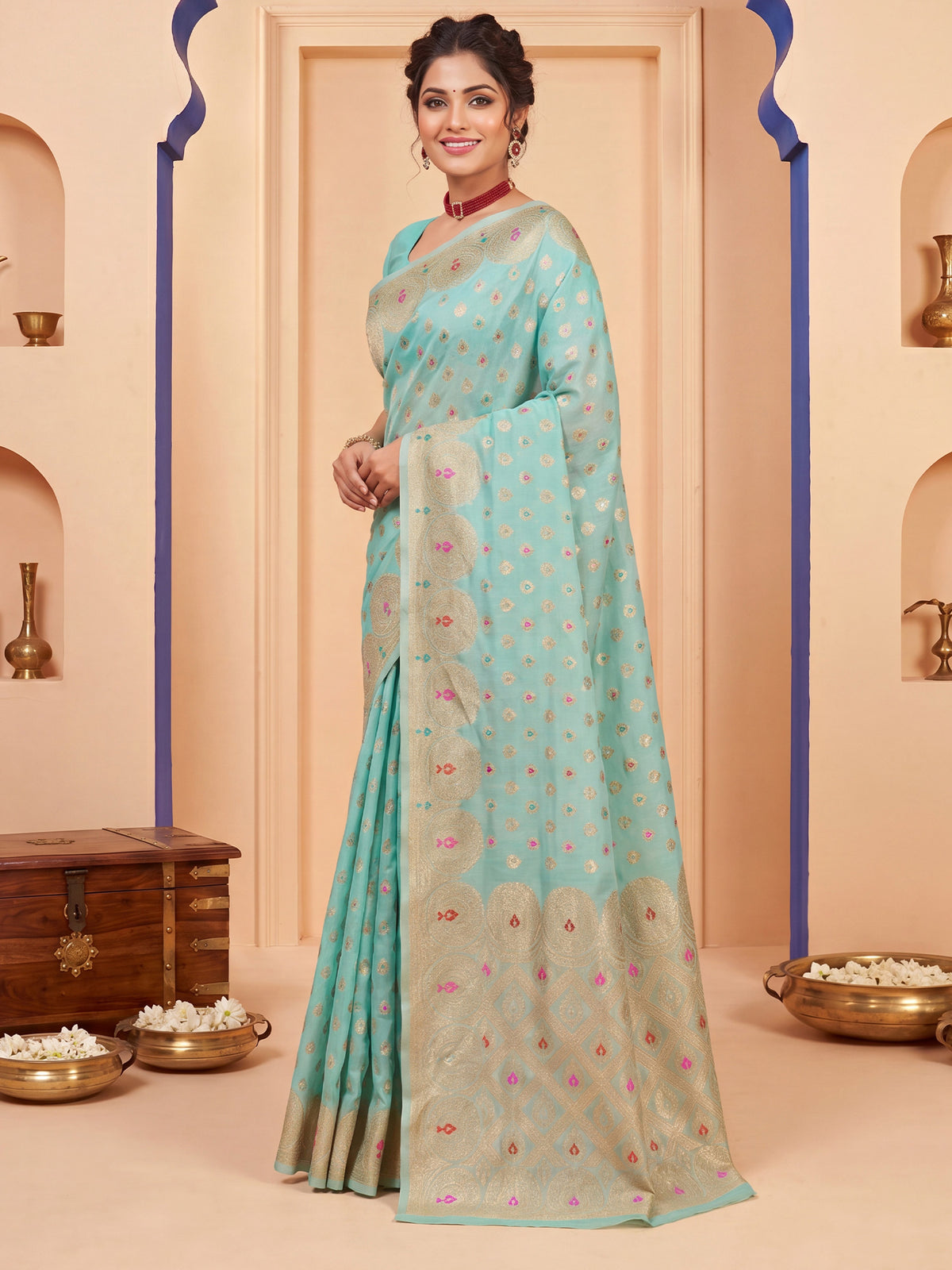 Light Blue Silk Blend saree – detail view 2