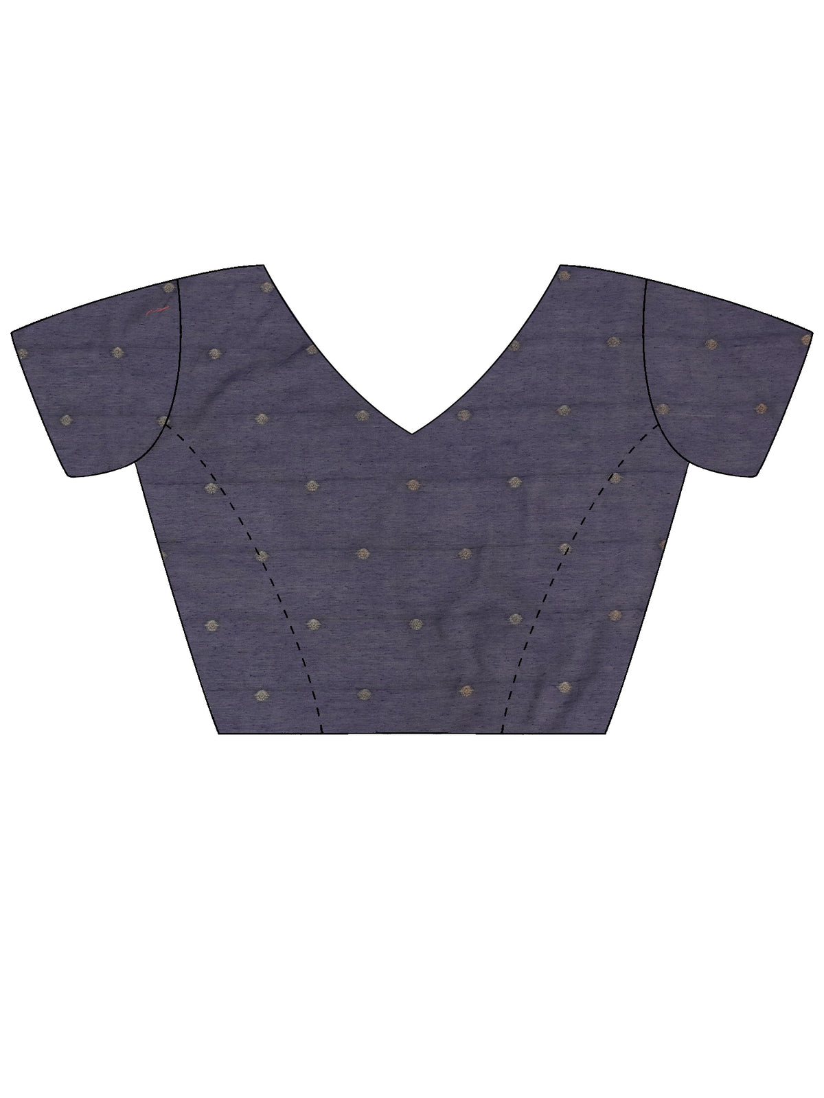 Unstitched navy blue silk blend blouse piece with woven design design