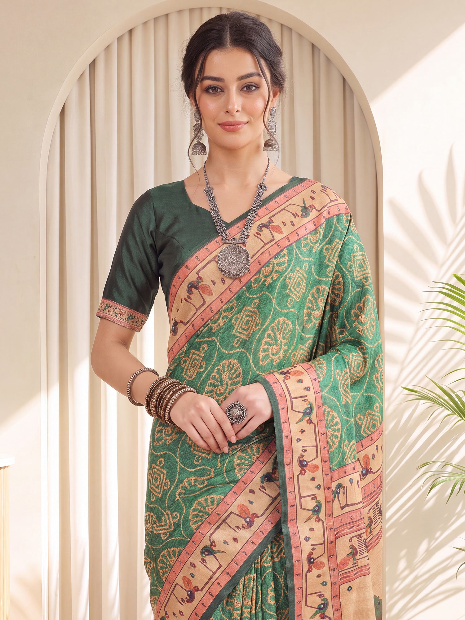 Sea Green Silk Blend saree – detail view 4