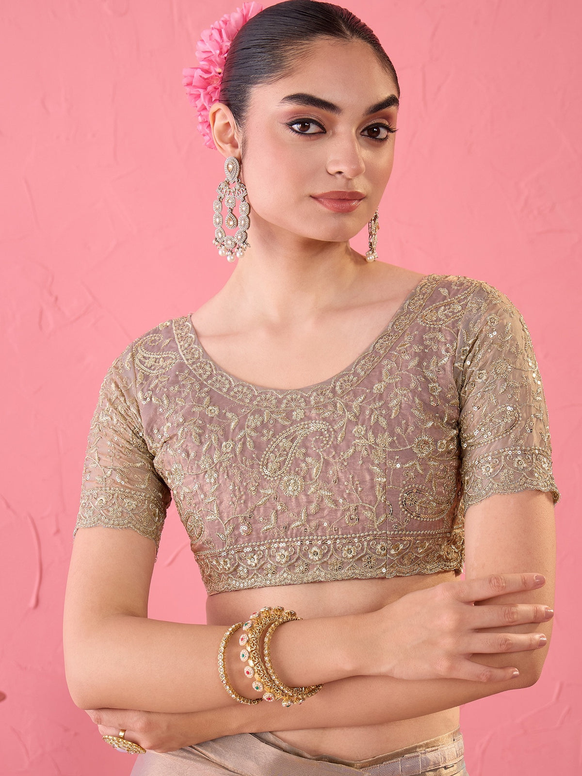 Metallic Satin saree – detail view 5