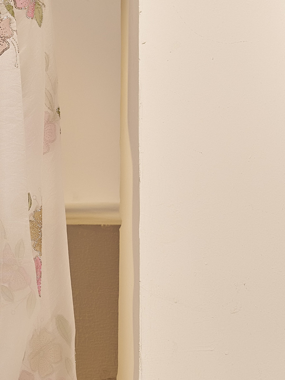 Pallu detail of white organza saree showing ornamented surface design and scallop border