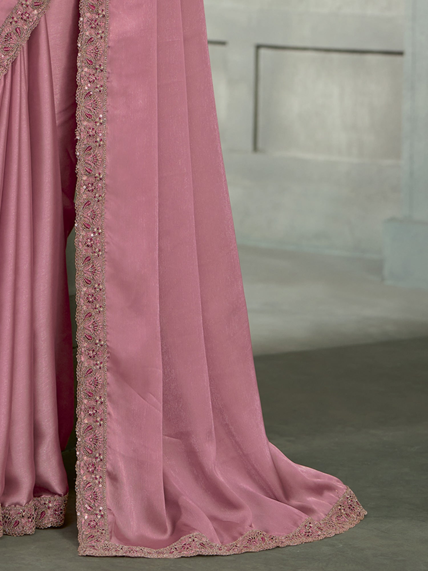 Mauve Georgette saree – detail view 4
