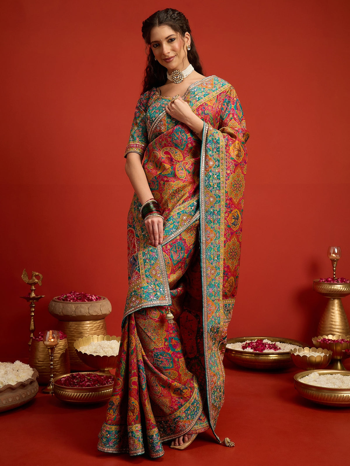 Pink Silk Blend saree – detail view 4