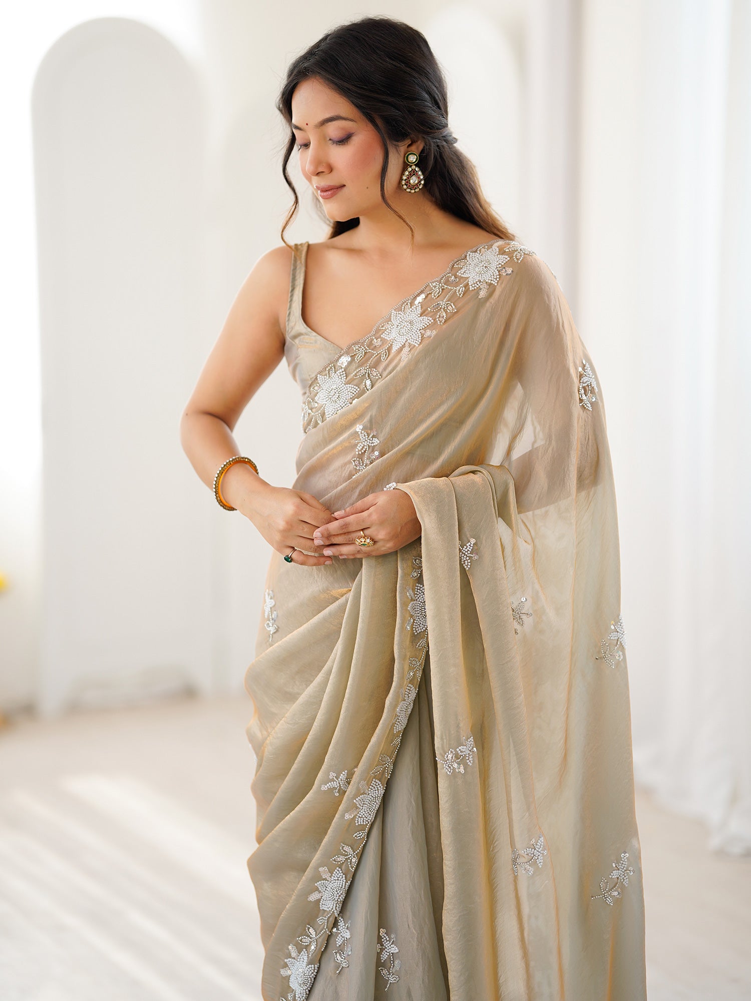 Metallic Satin saree – detail view 4