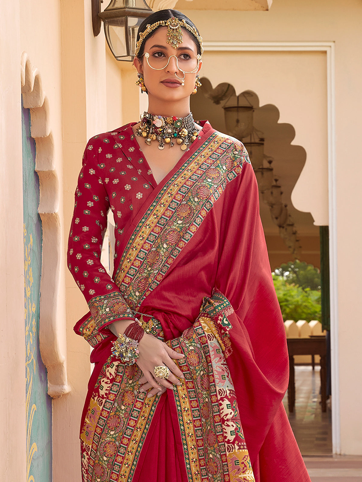 Red Silk Blend saree – detail view 4