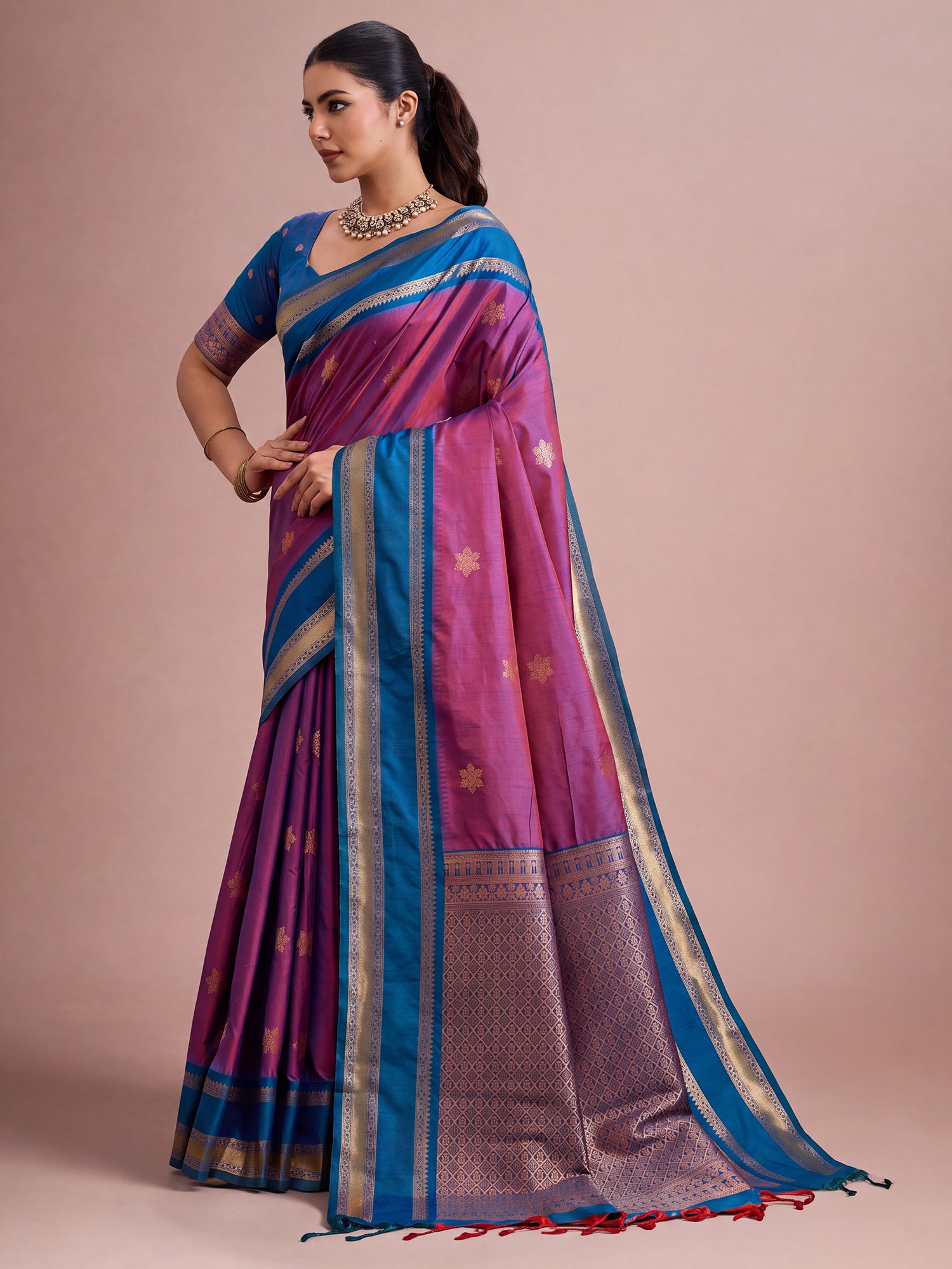 Purple Tussar Silk saree – detail view 2