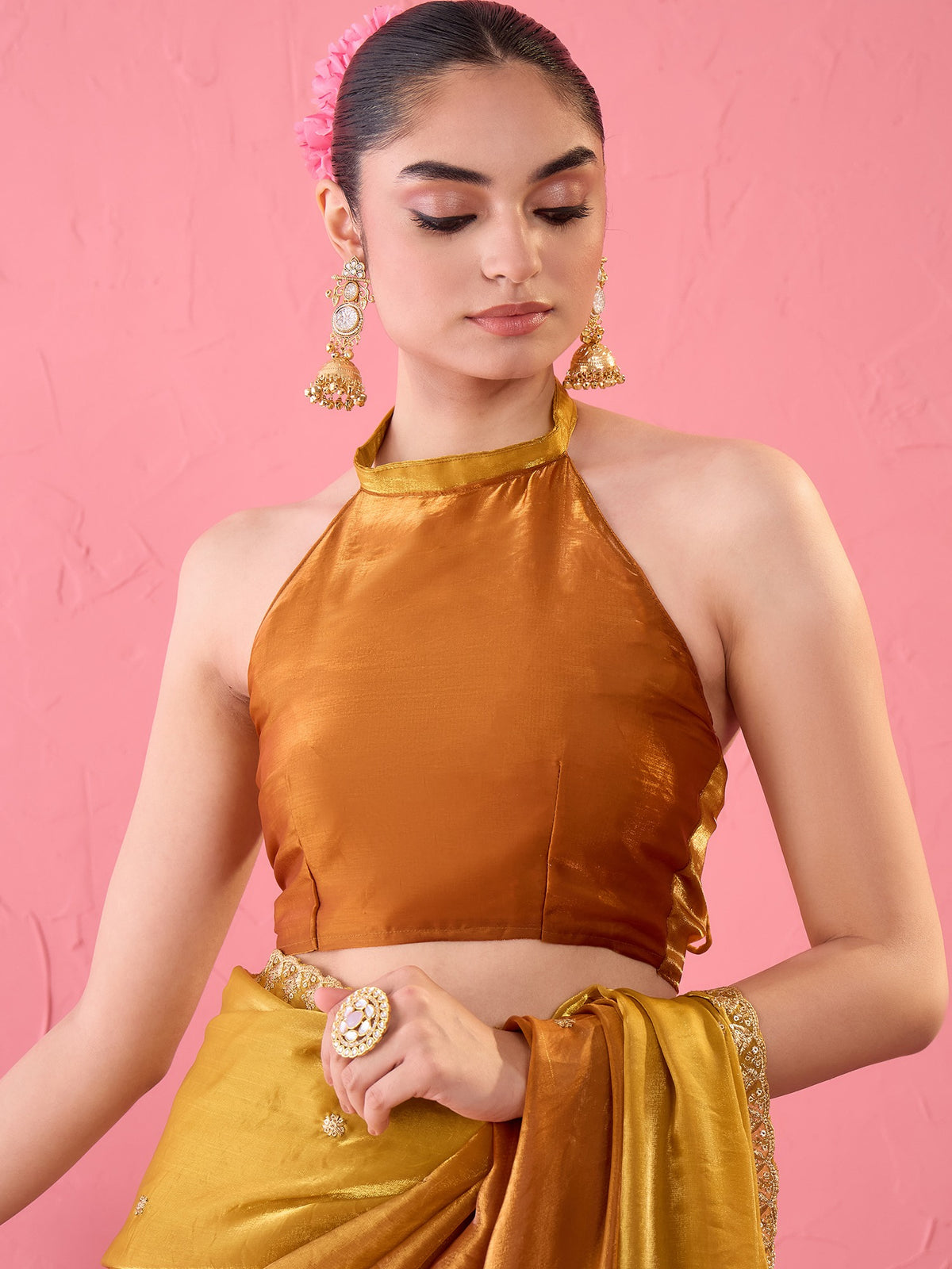 Bronze Paper Silk saree – detail view 5