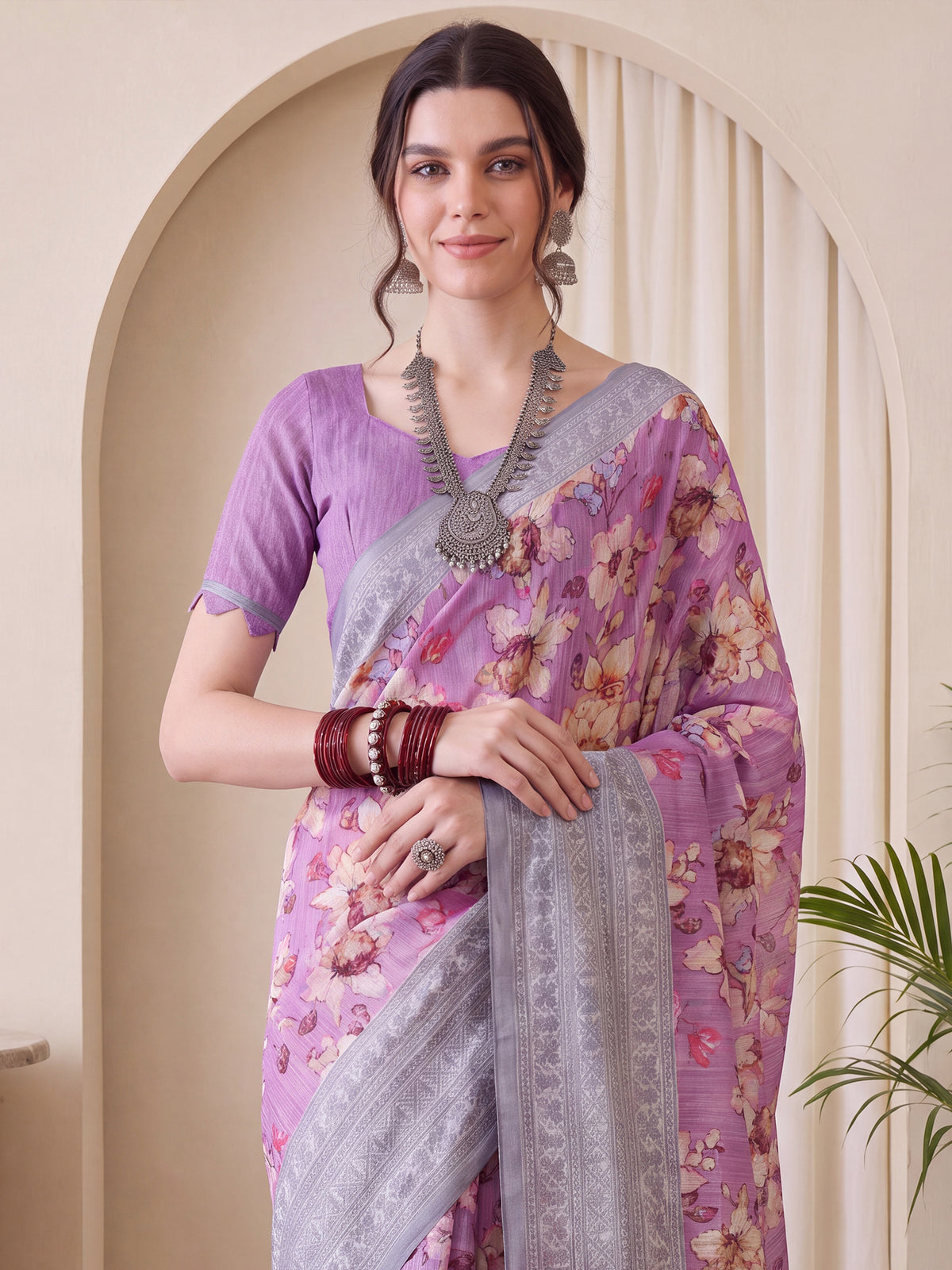 Lavender Silk Blend saree – detail view 4