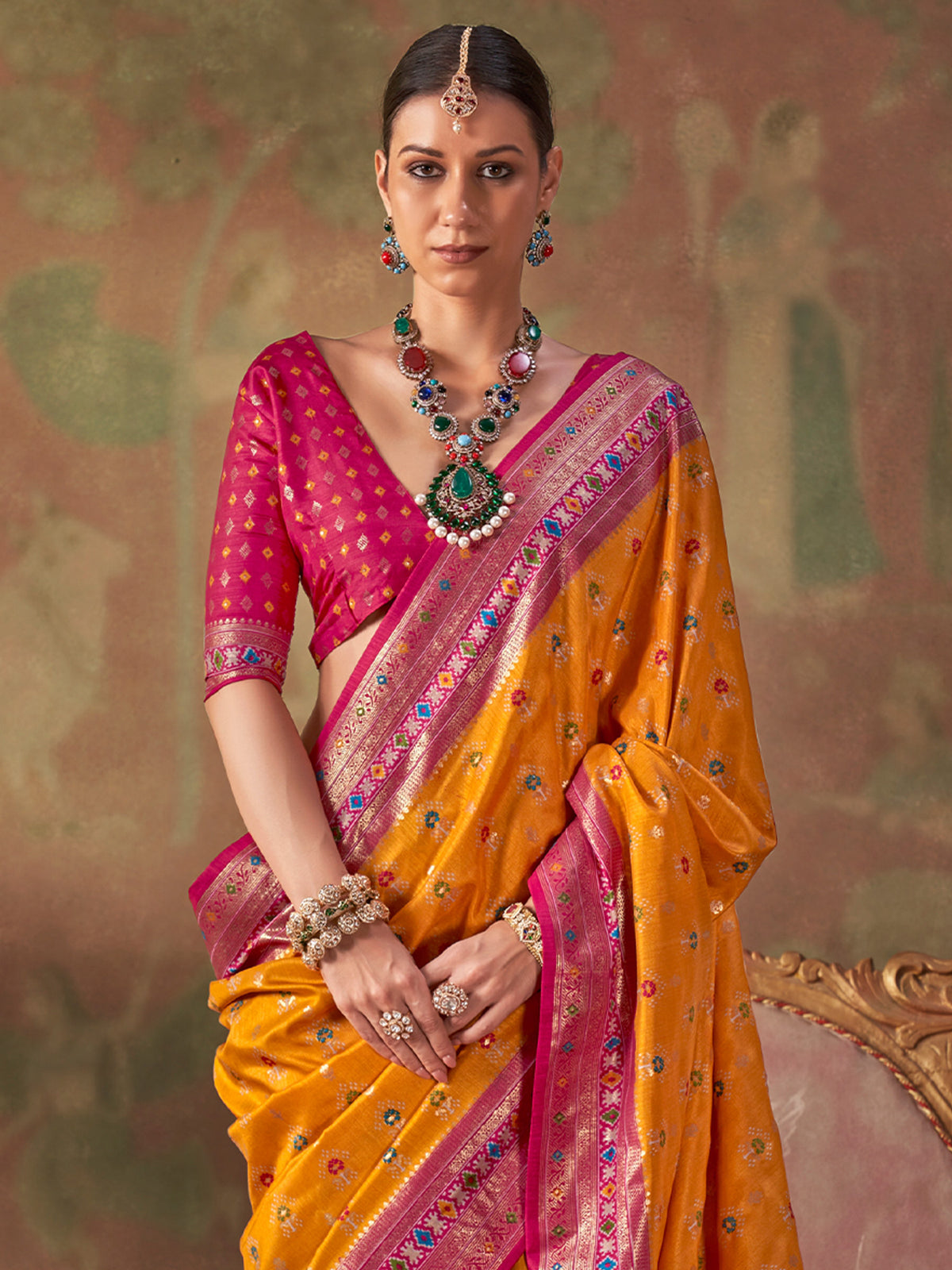 Mustard Silk Blend saree – detail view 3