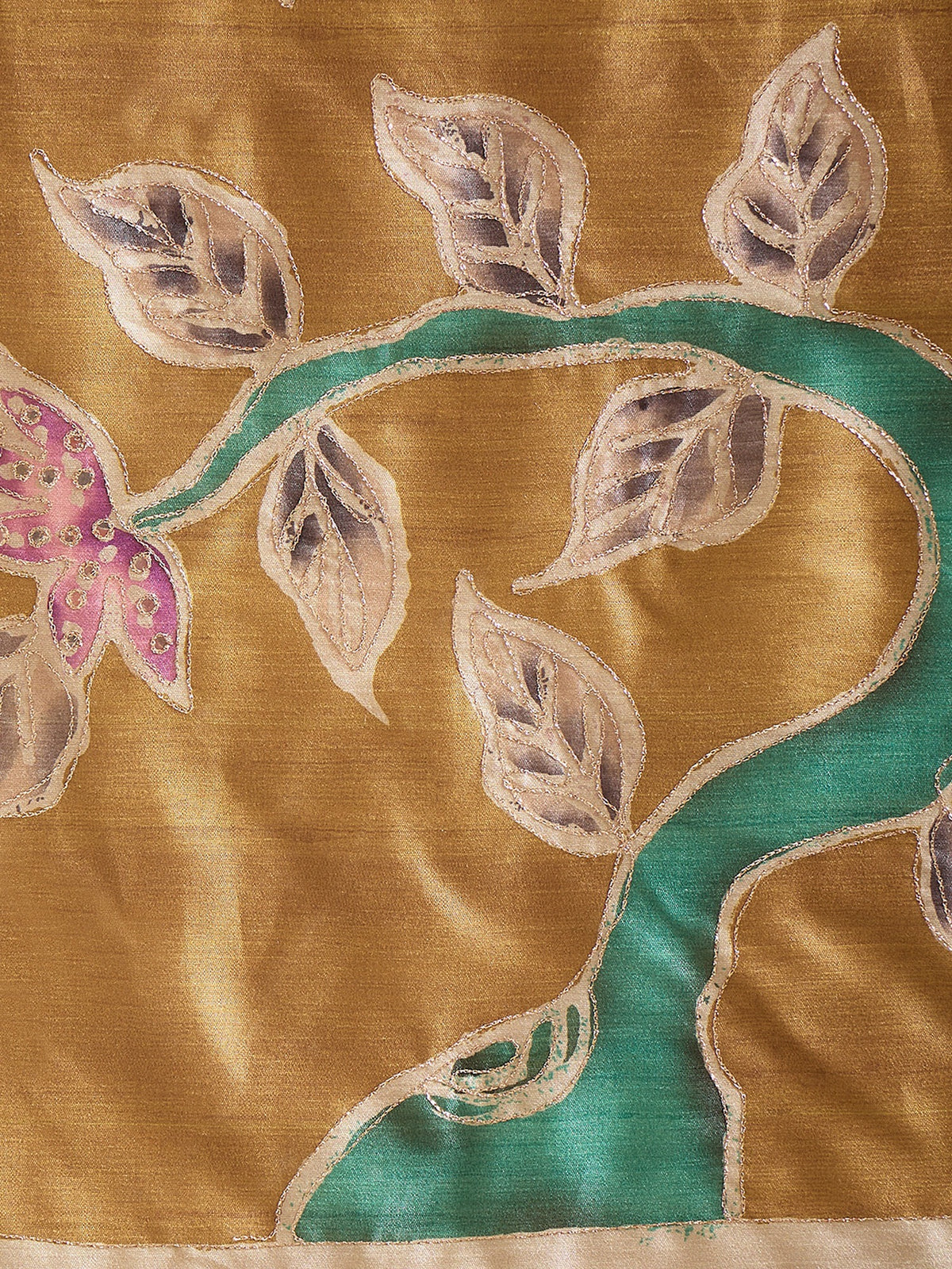 Mustard art silk saree view 7