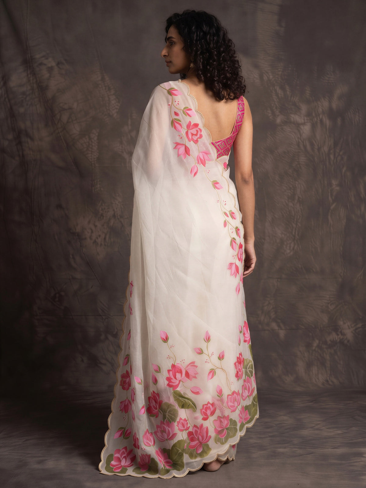 Off White satin saree view 2