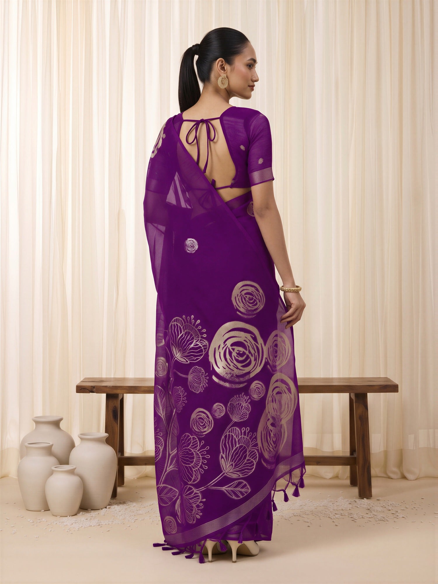 Purple Pure Silk saree – detail view 1