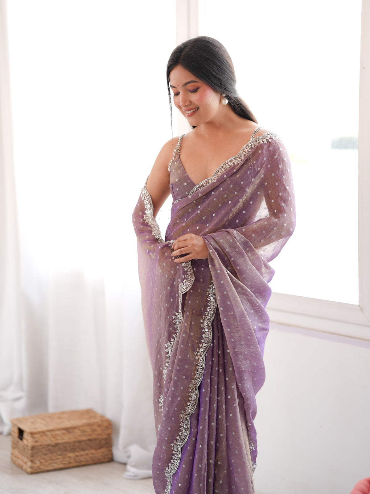 Lavender Silk Blend saree – detail view 2