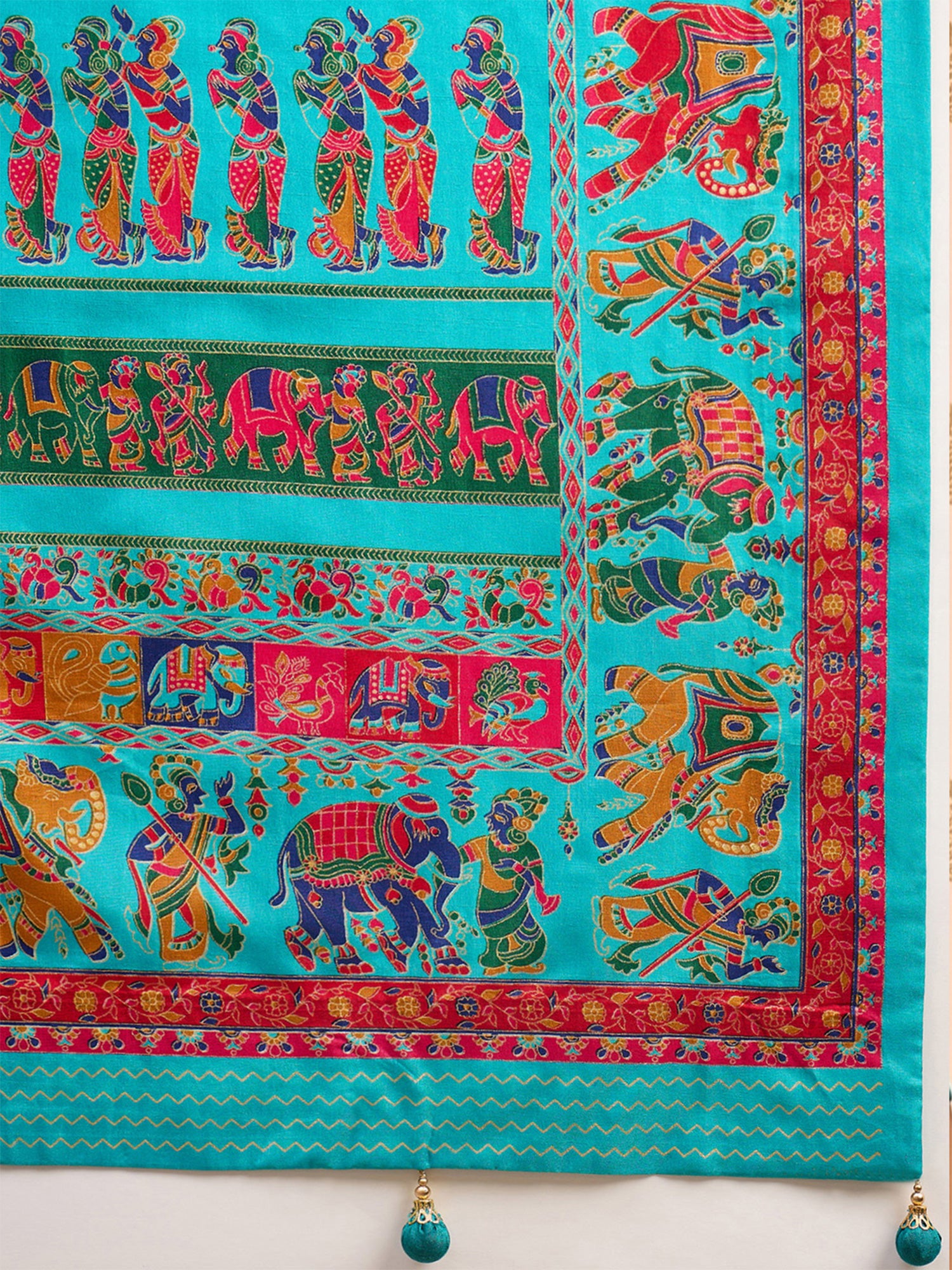 Teal Blue Silk Blend saree – detail view 5