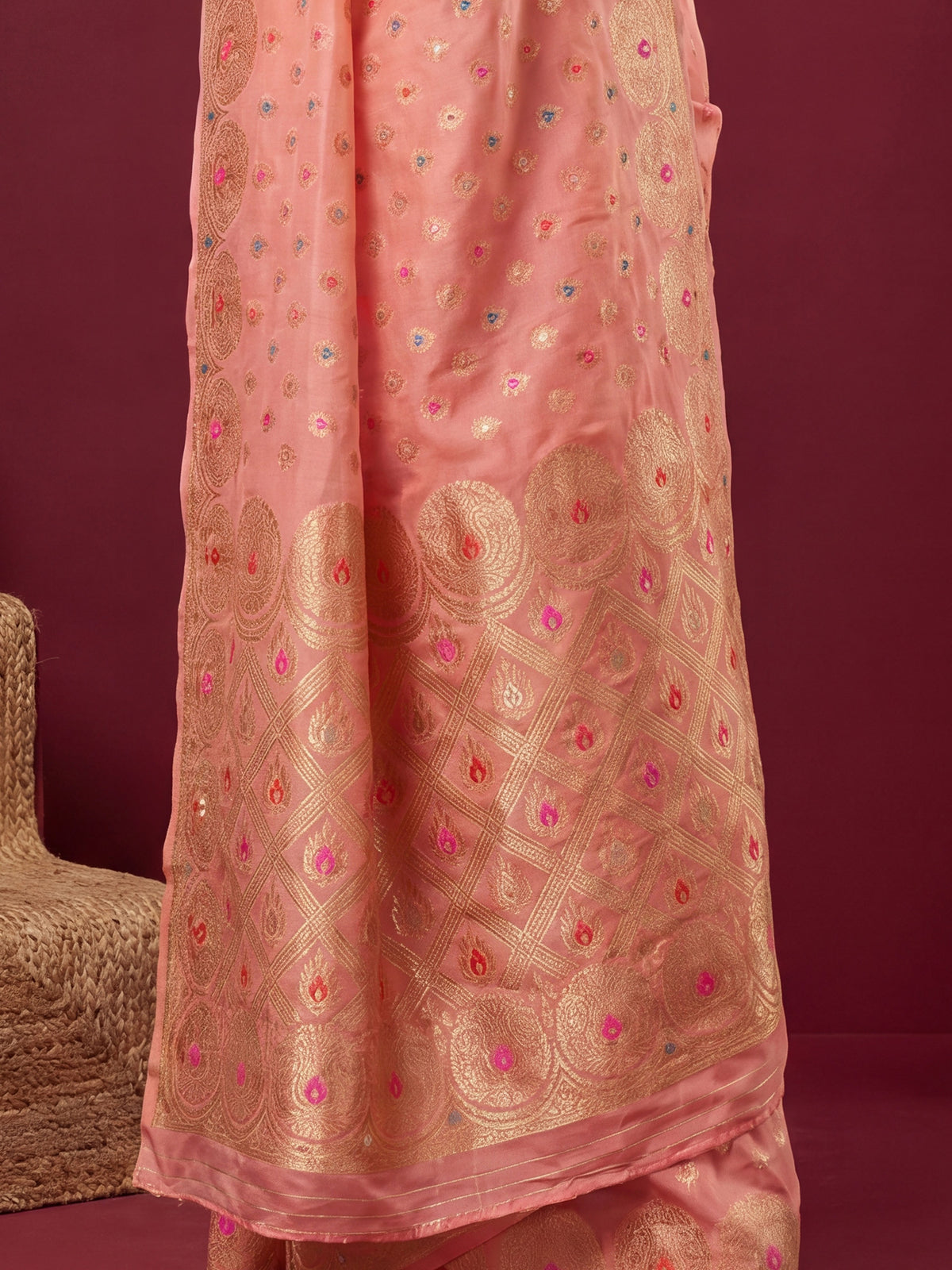Pink Silk Blend saree – detail view 5