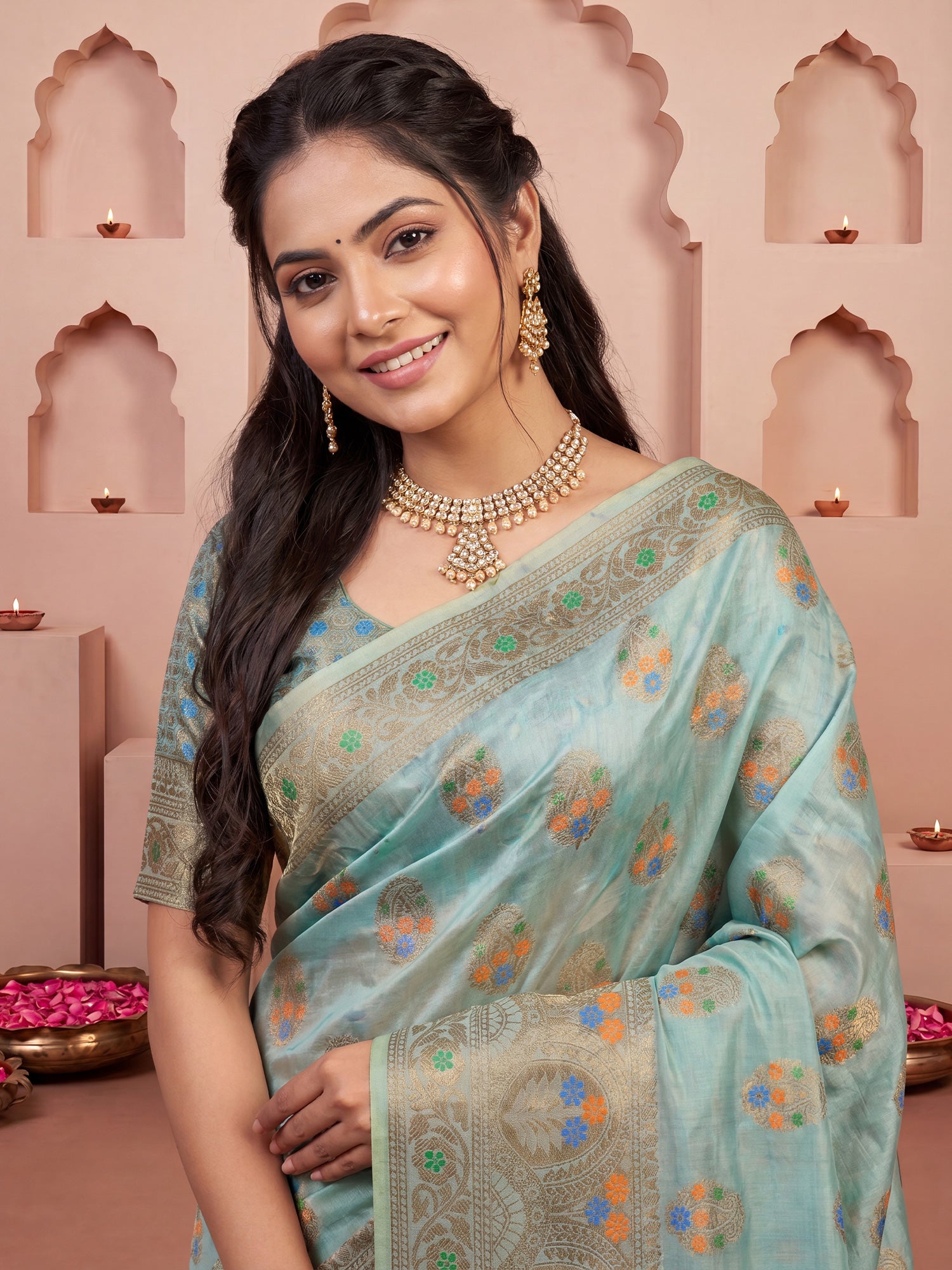Light Blue Silk Blend saree – detail view 4