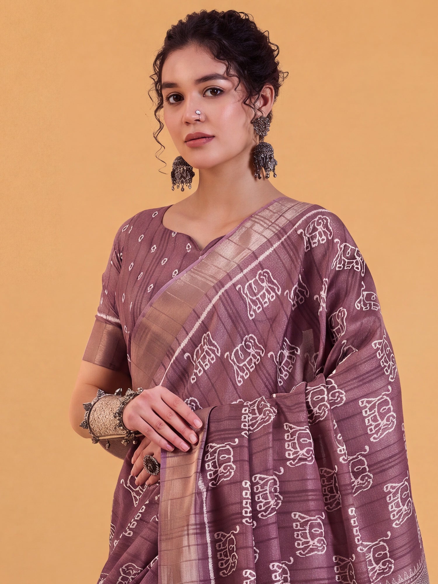 Mauve Silk Blend saree – detail view 3