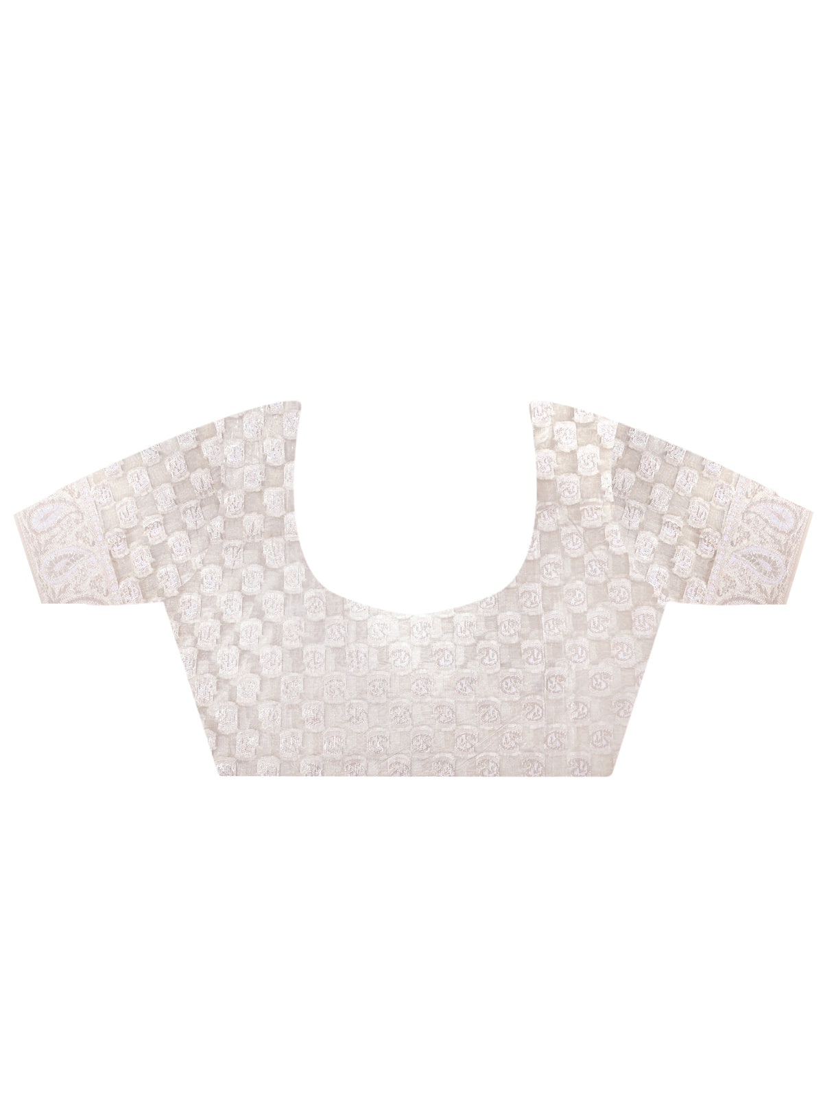 Unstitched cream organza blouse piece with ethnicmotif design