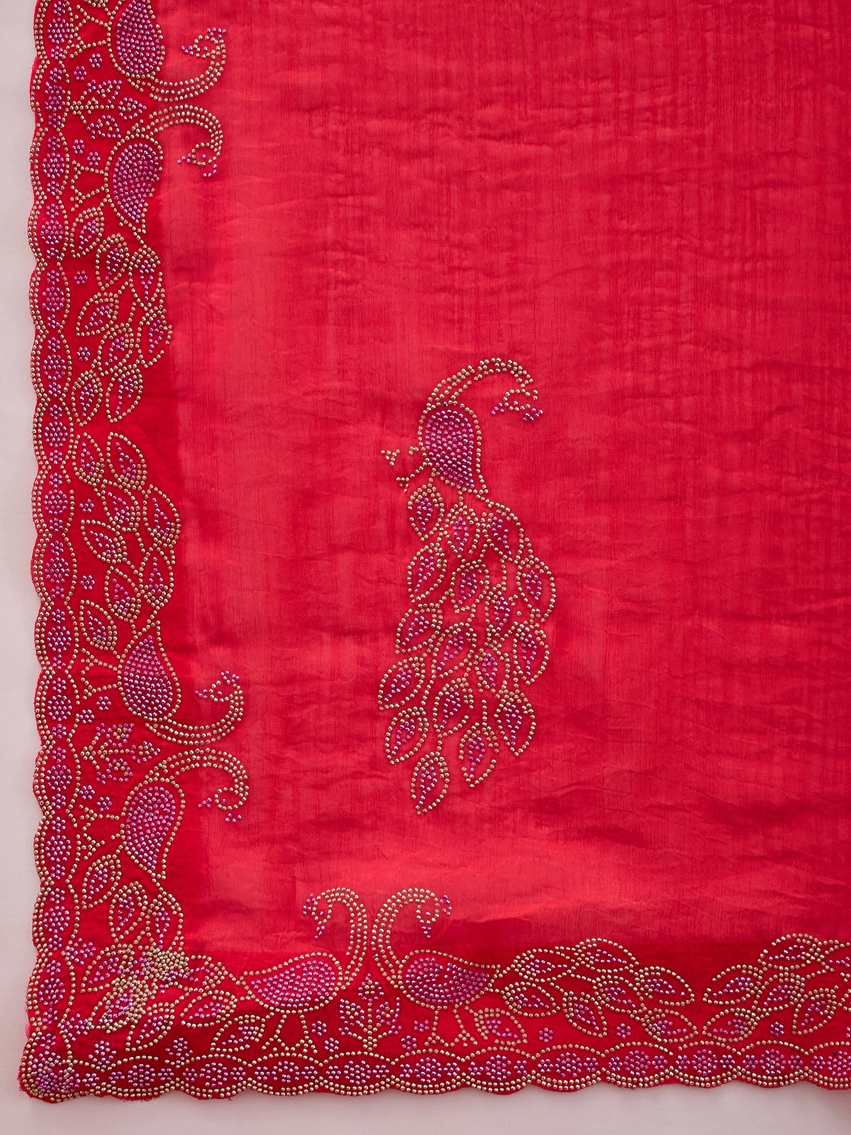 Pink Satin saree – detail view 4