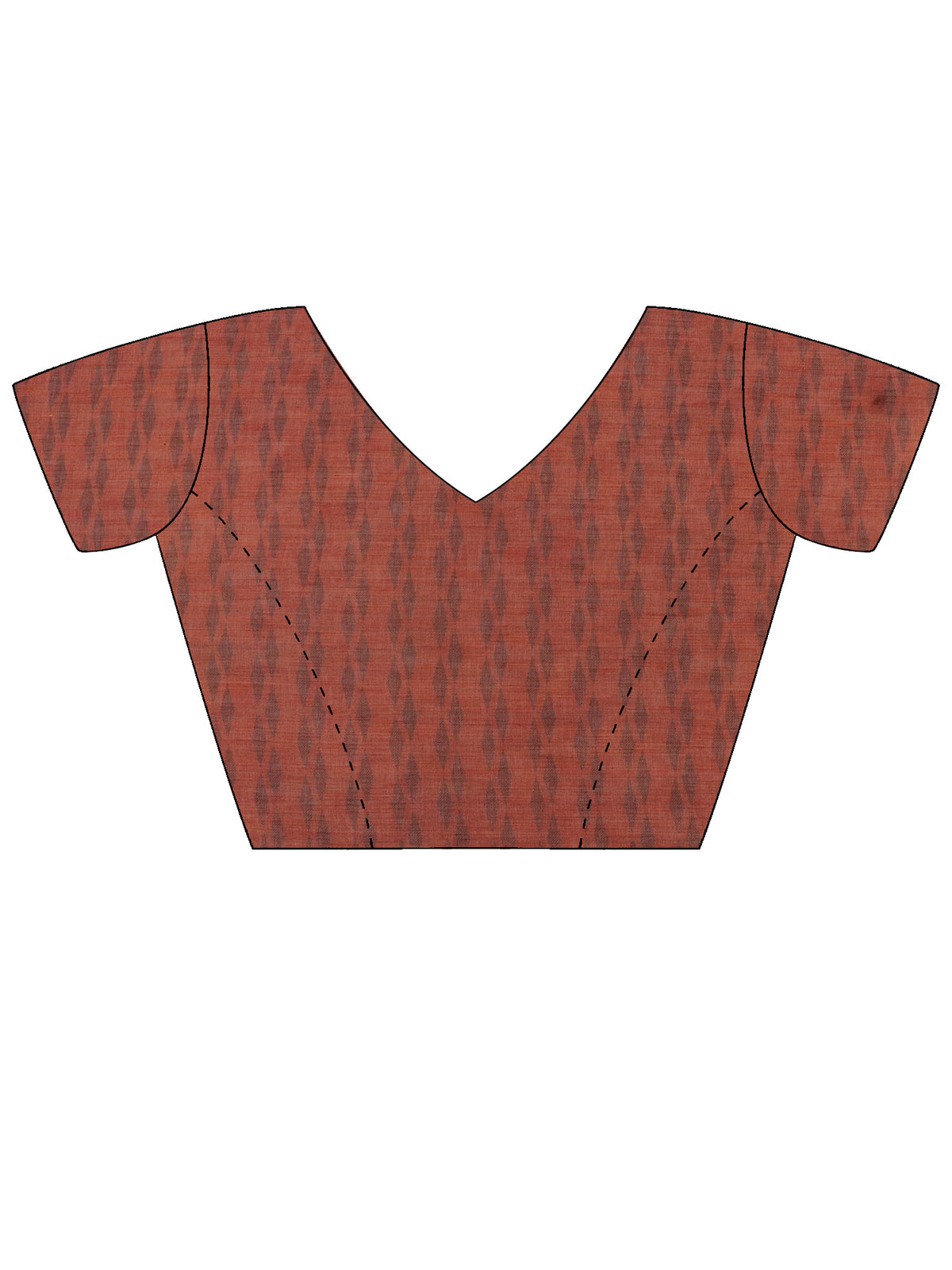 Unstitched rust linen blend blouse piece with geometric design