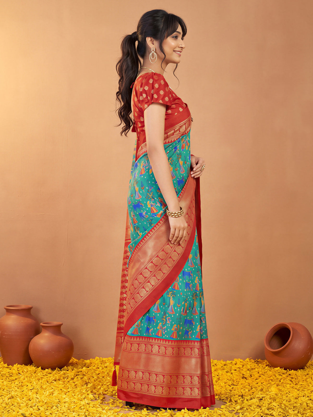 Light Blue Cotton Blend saree – detail view 2