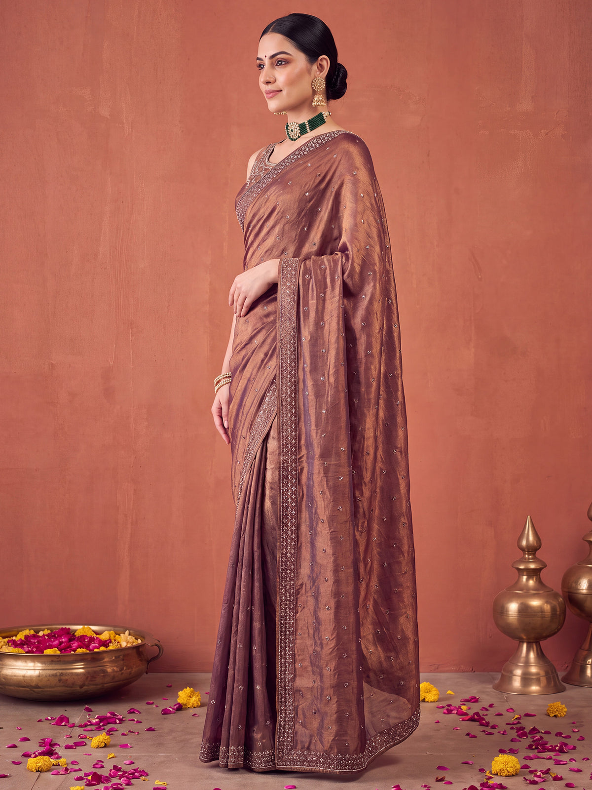 Metallic Satin Silk saree – detail view 2