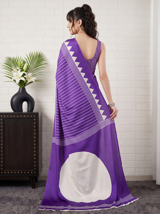 Purple Satin saree – detail view 1