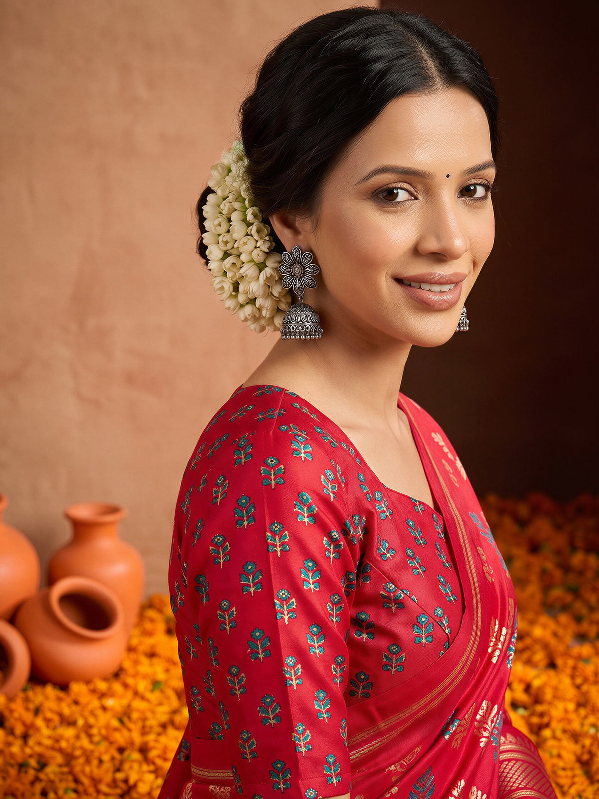 Pink Silk Blend saree – detail view 4
