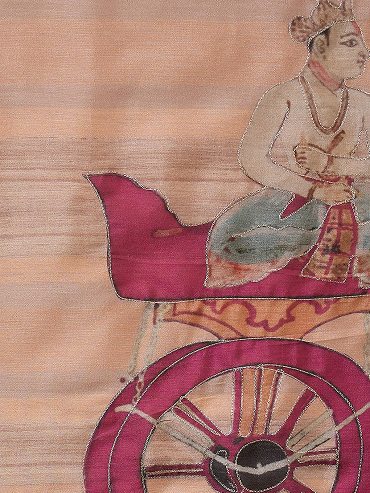 Peach art silk saree view 7