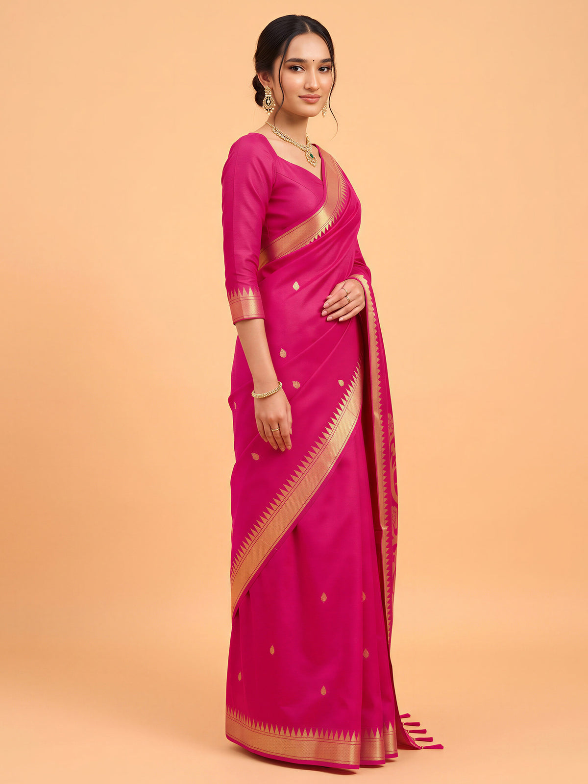 Pink Art Silk saree – detail view 2